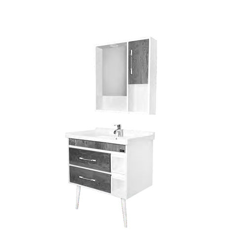 32Inch Canterbury Charcoal Mirror Cabinet - Color: White