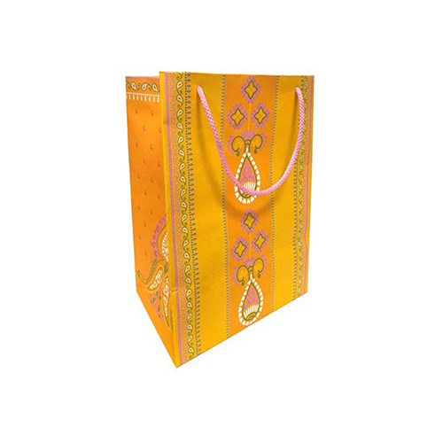 7x9x8inch Yellow Color Gift Paper Bag