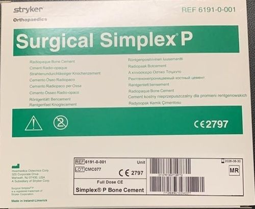 Stryker Simplex Bone Cement - Color: White