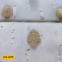 Top-Quality Georgette Jacquard Fabric with Gold Thread Work at Best Prices