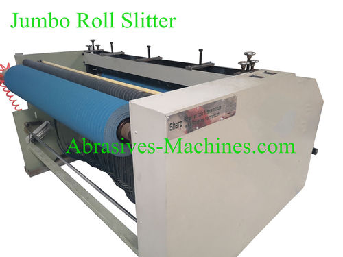 Jumbo roll slitter for flap disc/wheel