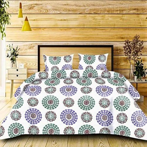 White Heaven Multicolor King Size Cotton Bed Sheet