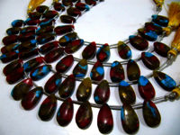 Multi Oyster Copper Turquoise Pear Shape10x16 To 12x20mm Strand 8''