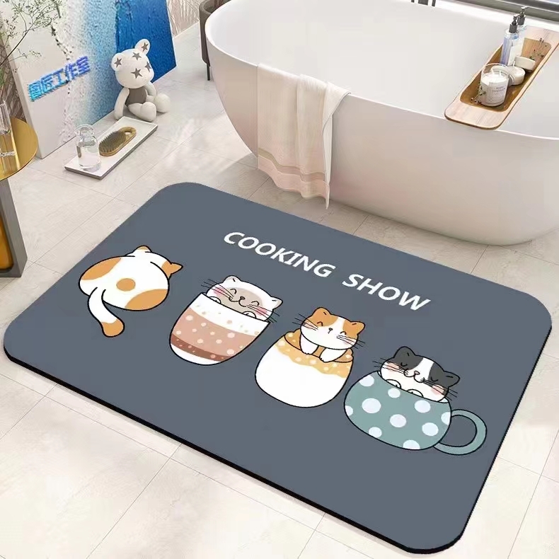 Cute Customized Super Absorbent Diatom Mud Bathroom Mat Kitchen Mat