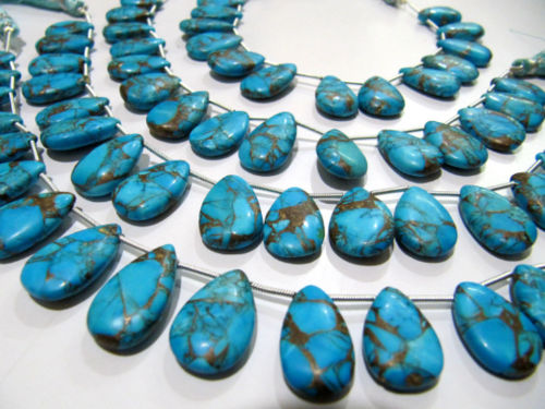 Sky Blue Oyster Turquoise Pear Shape Plain 10x16 To 12x20mm Beads Strand 8''long