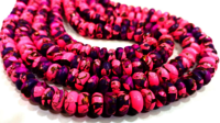 Natural Mohave Pink Calcite and Purple Copper Turquoise Rondelle 8mm Strand 8''long