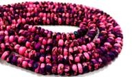 Natural Mohave Pink Calcite and Purple Copper Turquoise Rondelle 8mm Strand 8''long