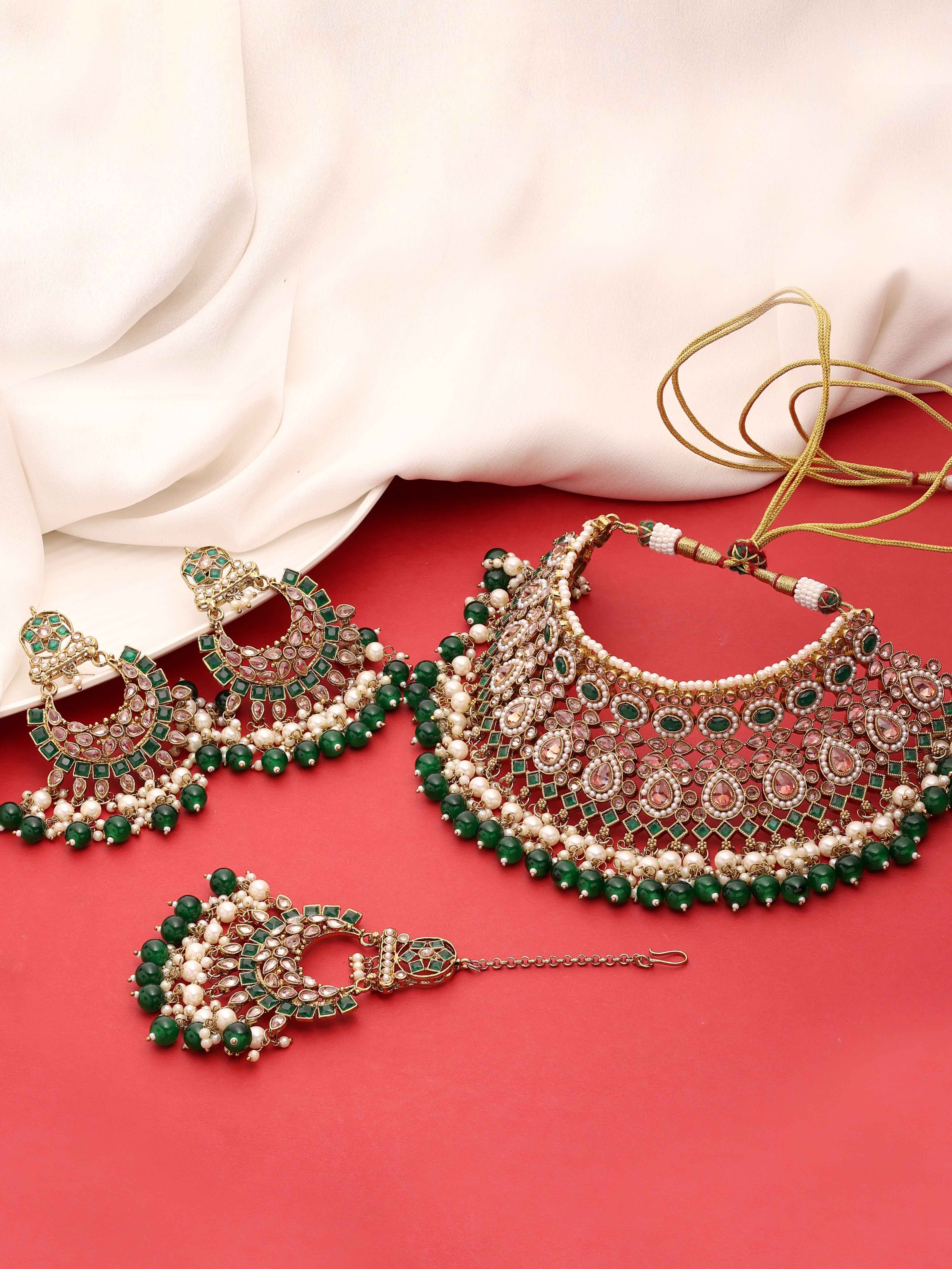 Reverse AD Necklace| Wedding Collection |Bridal Necklace set| Choker Necklace set| Reverse AD Stone| Mehandi Plated.