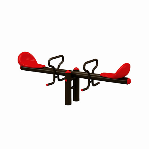 2 Seater See Saw for Outdoor - Powder-Coated Mild Steel, 1900x400x500 mm, FRP Seats, Red Blue Yellow, IS 9873 Compliant