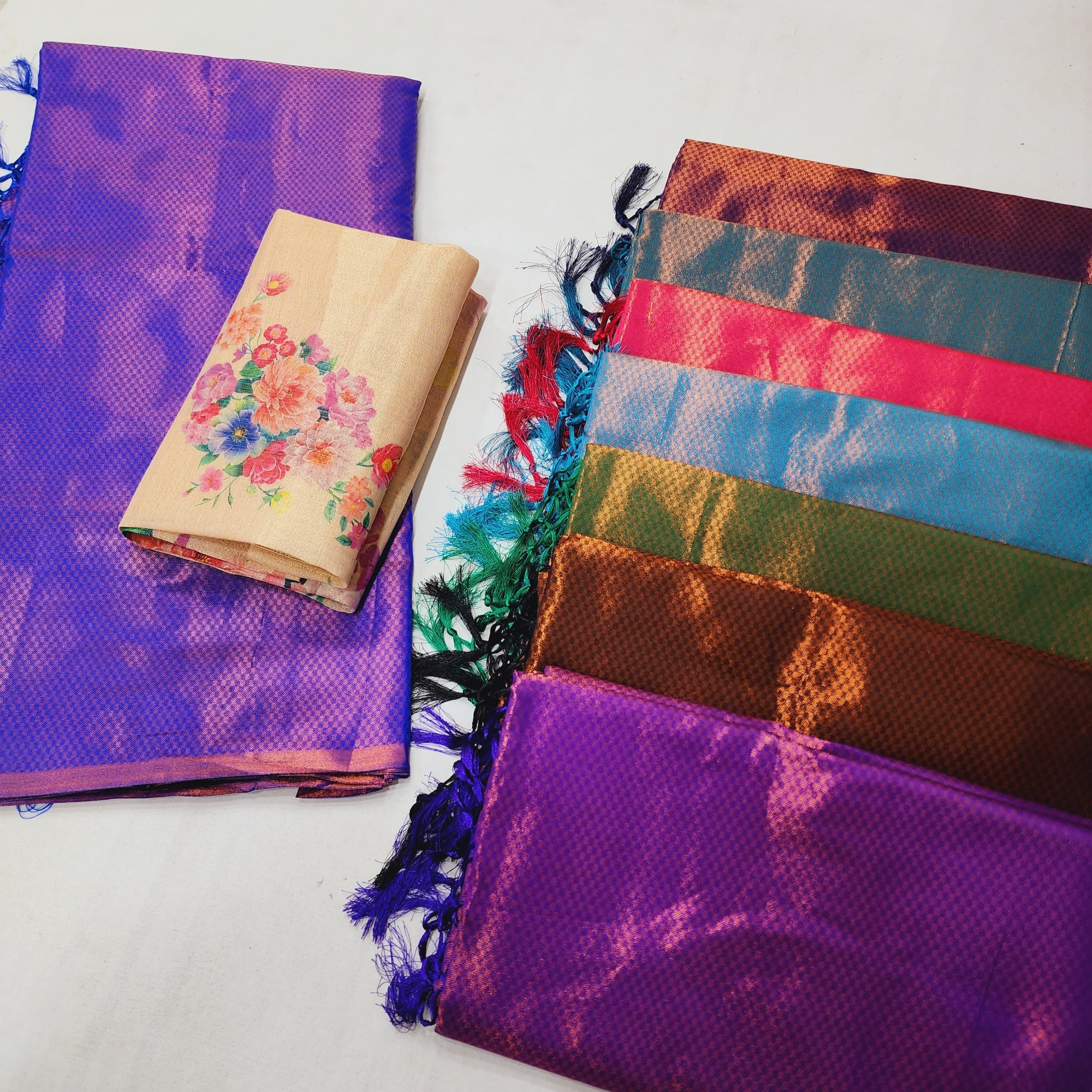 Uppada Tissue Sarees With Handwork Blouse