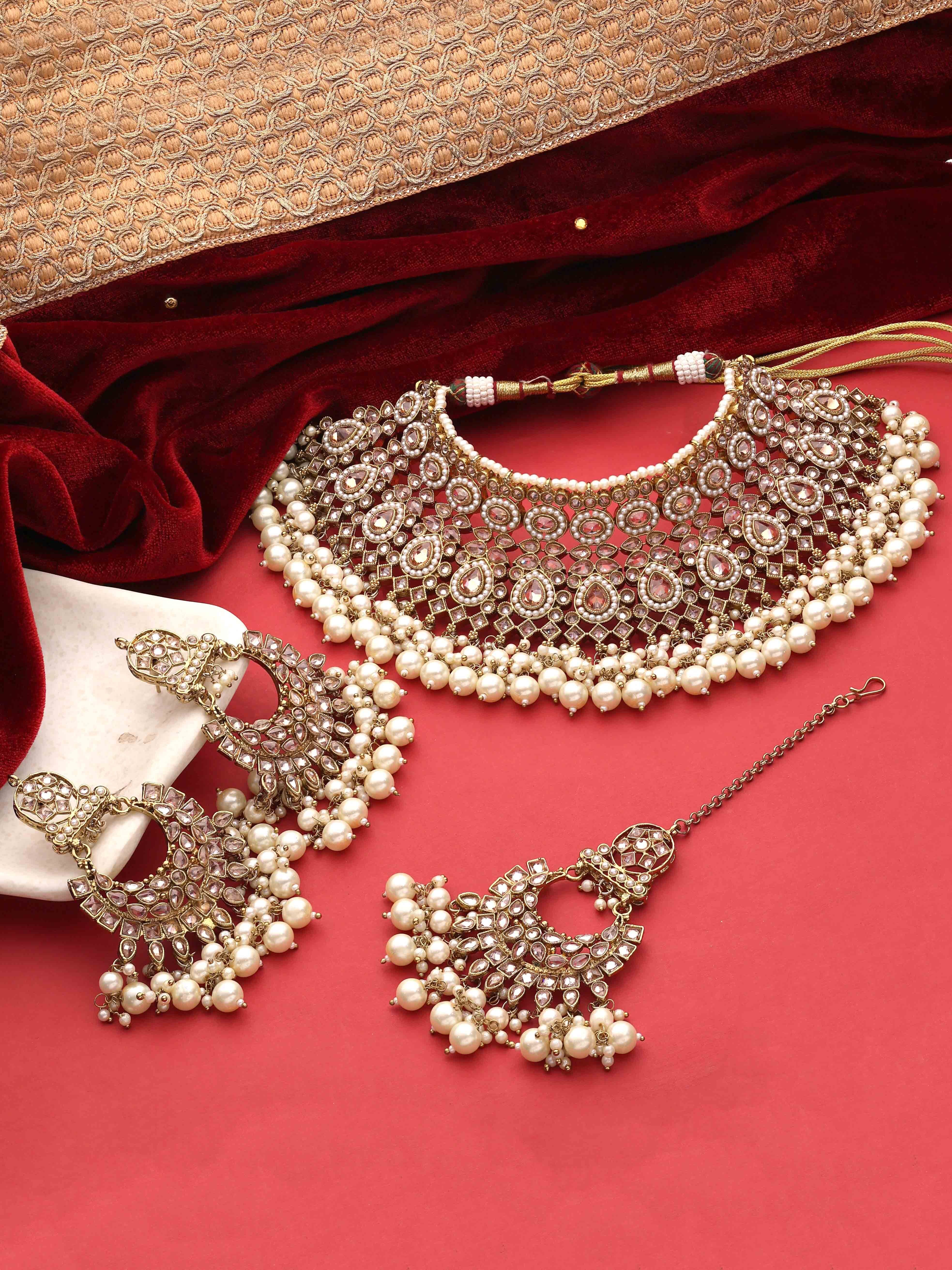 Wedding Collection | Reverse AD Necklace| Choker Necklace set| Bridal Necklace set| Reverse AD Stone| Mehandi Plated