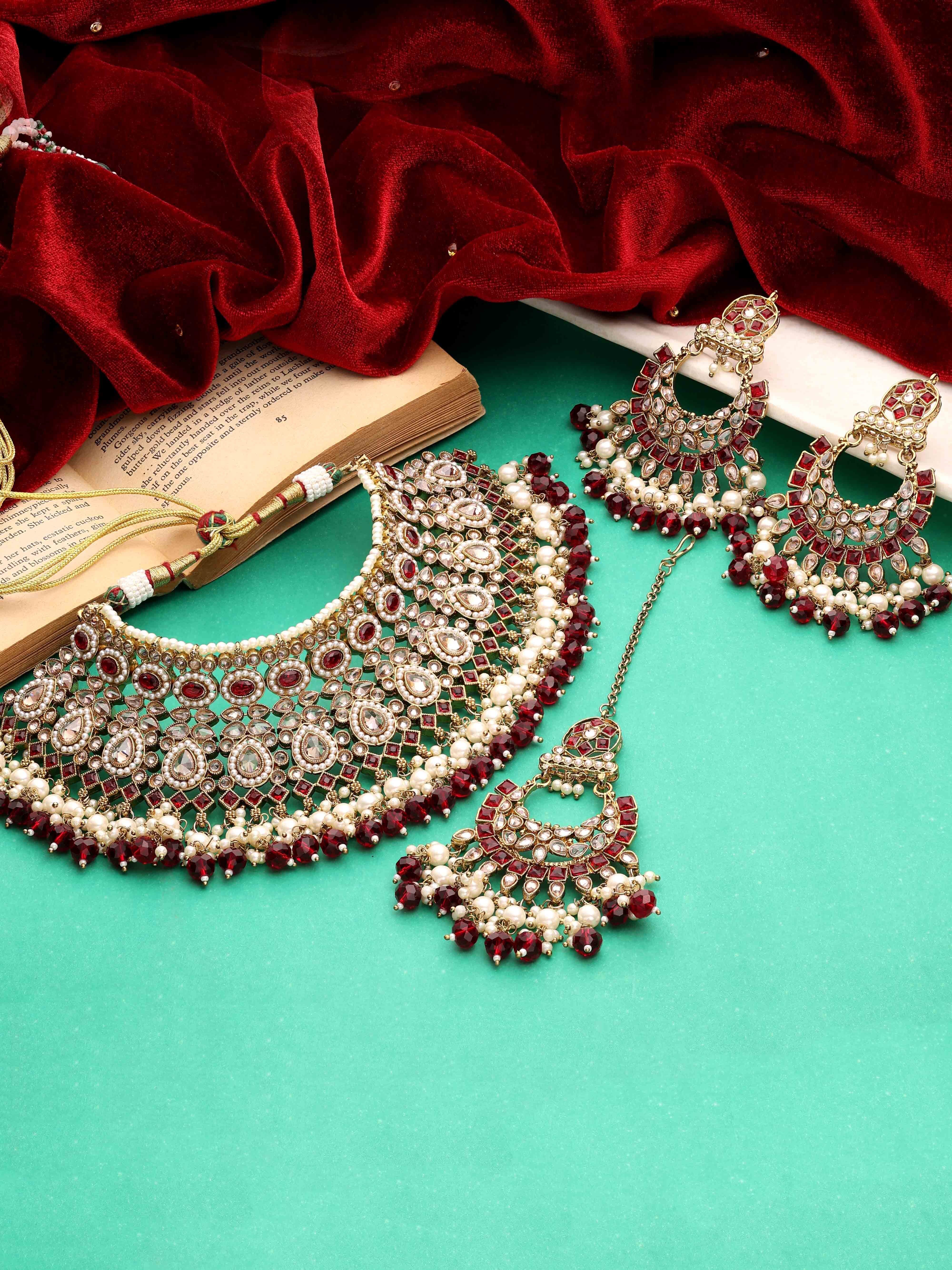 Wedding Collection | Reverse AD Necklace| Choker Necklace set| Bridal Necklace set| Mehandi Plated