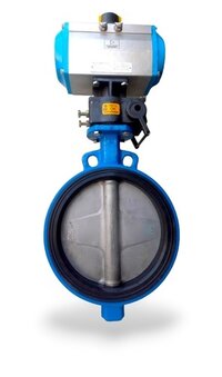 Pneumatic Operated Butterfly Valve - Cast Iron/Ductile Iron, Size 40mm to 600mm, PN10/PN16 | Bi-Directional Sealing, Single/Double Acting Operation, Self-Lubricated PTFE Bearings