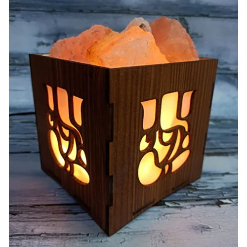 Ganesha Himalayan Salt Lamp Basket - Color: Warm Yellow Color Light