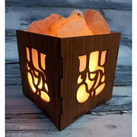 Ganesha Himalayan Salt Lamp Basket - High-purity Rock Salt, 10x10 Inch, Warm Yellow Light, Electric, Handmade, Raw Form Design, Various Packaging Available