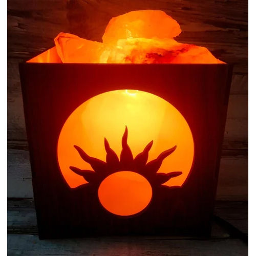 Bhagwan Surya Himalayan Rock Salt Lamp Basket - Color: Warm Yellow Color Light