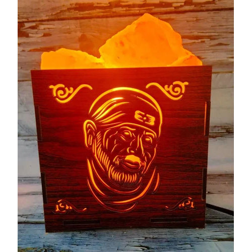 Sai Baba Himalayan Pink Rock Salt Lamp - Color: Warm Yellow Color Light