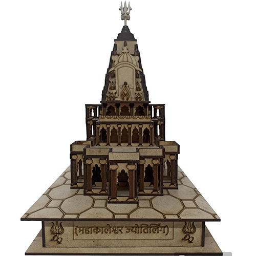 Shri Mahakaleshwar Jyotirlinga Wooden Temple 3D Model - Color: Brown