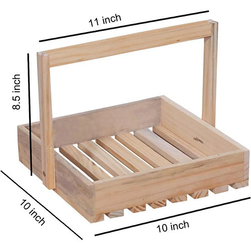 Pine Wood Gift Hamper Tray - Size: 10 X 10 X 8.5 Inch