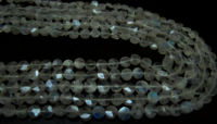 Natural White Rainbow Moonstone Coin shape Faceted Beads 5-6mm Strand 14''long