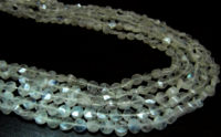 Natural White Rainbow Moonstone Coin shape Faceted Beads 5-6mm Strand 14''long