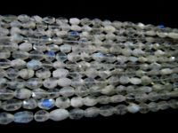 Natural White Rainbow Moonstone Coin shape Faceted Beads 5-6mm Strand 14''long