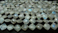 Natural White Rainbow Moonstone Cushion Shape Faceted11-12mm Strand 8