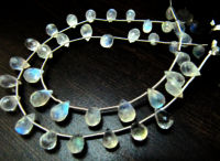 White Rainbow Blue Flashy Moonstone Drop Shape 6x8mm to 8x10mm Strand 8''