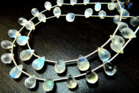 White Rainbow Blue Flashy Moonstone Drop Shape 6x8mm to 8x10mm Strand 8''