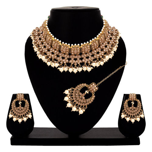 Bridal jewelry set| Wedding Collection | Reverse AD Necklace| Choker Necklace set| Reverse AD Stone| Mehandi Plated