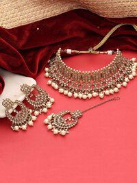 Bridal jewelry set| Wedding Collection | Reverse AD Necklace| Choker Necklace set| Reverse AD Stone| Mehandi Plated