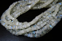 Natural Rainbow Blue Flashy Moonstone Heishi Cut 4-5mm Beads Strand 8''long