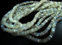 Natural Rainbow Blue Flashy Moonstone Heishi Cut 4-5mm Beads Strand 8''long