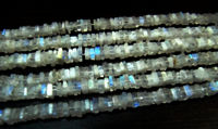 Natural Rainbow Blue Flashy Moonstone Heishi Cut 4-5mm Beads Strand 8''long