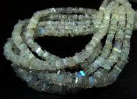 Natural Rainbow Blue Flashy Moonstone Heishi Cut 4-5mm Beads Strand 8''long