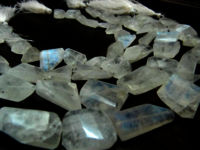 Natural white Rainbow Moonstone Nugget Faceted10to25mm beads Strand 8''long