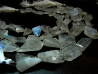 Natural white Rainbow Moonstone Nugget Faceted10to25mm beads Strand 8''long