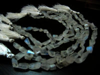 Natural white Rainbow Moonstone Nugget Faceted10to25mm beads Strand 8''long