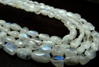 Natural white Rainbow Moonstone Nugget Plain Beads 10 to15mm Strand 8''