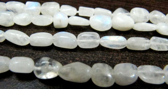 Natural white Rainbow Moonstone Nugget Plain Beads 10 to15mm Strand 8''