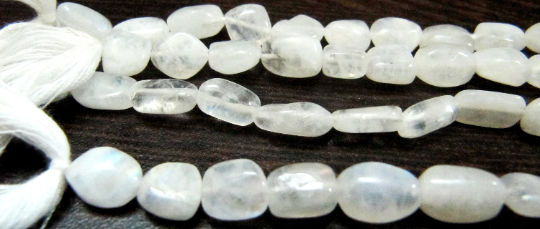 Natural white Rainbow Moonstone Nugget Plain Beads 10 to15mm Strand 8''