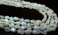 Natural white Rainbow Moonstone Nugget Plain Beads 10 to15mm Strand 8''