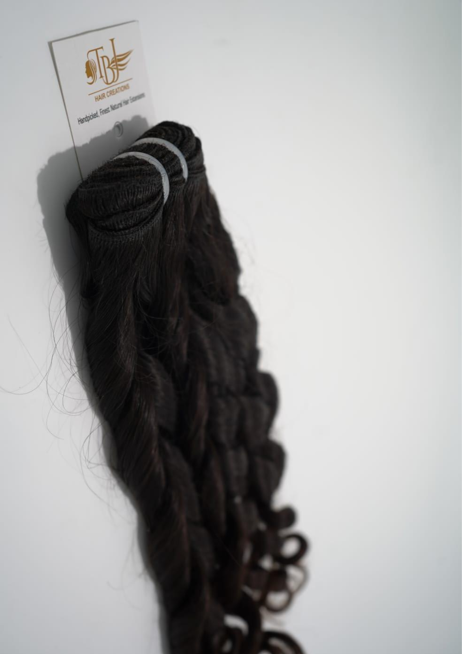 Black Indian Remy Roll Curly Human Hair Weft Extension