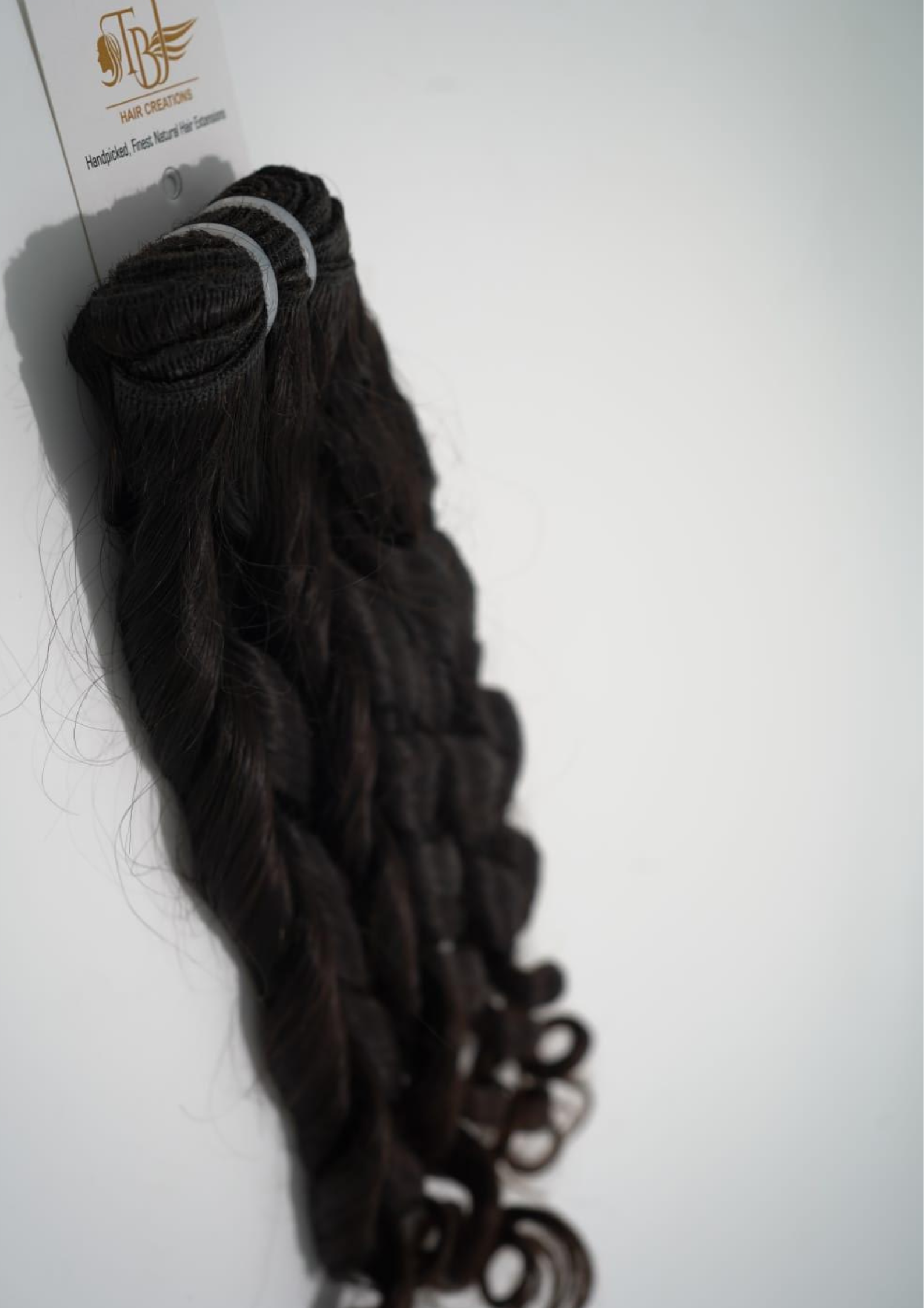 Black Indian Remy Roll Curly Human Hair Weft Extension