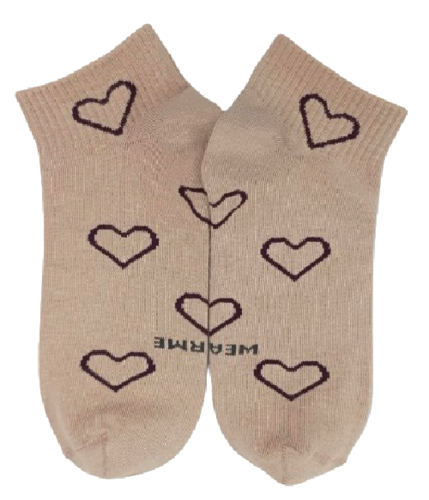 KHAKI COLOUR HEART SHAPE ANKLE SOCKS