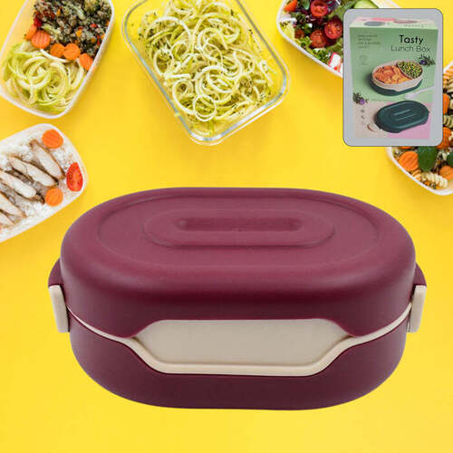 Airtight Food Grade Tiffin Box With 2 In 1 Spoon And 2 Compartment 12041