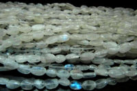 Natural White Rainbow Moonstone Oval Plain 6 to 8mm Beads Strand 13''long