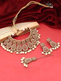 Wedding Collection | Gift for her| Bridal Necklace set| Choker Necklace set|| Reverse AD Stone| Mehandi Plated |Bridal jewellery