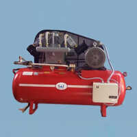 Tank Mounted Air Compressor - Mild Steel, 200-250 Volt Electric Power | Lubricated Design, 1-2 Year Warranty, Ideal for Industrial Use