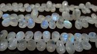 Natural White Rainbow Moonstone Pear Shape Plain 4X6mm to 5X7mm Strand 8''